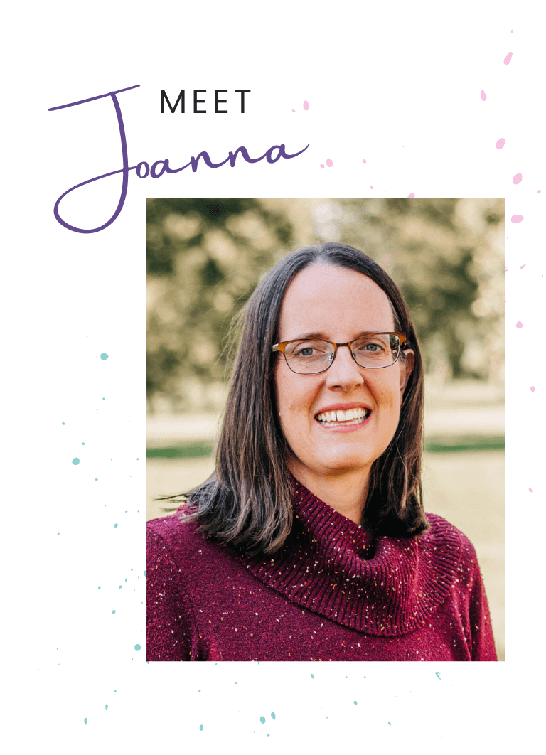 headshot of woman with Meet Joanna heading